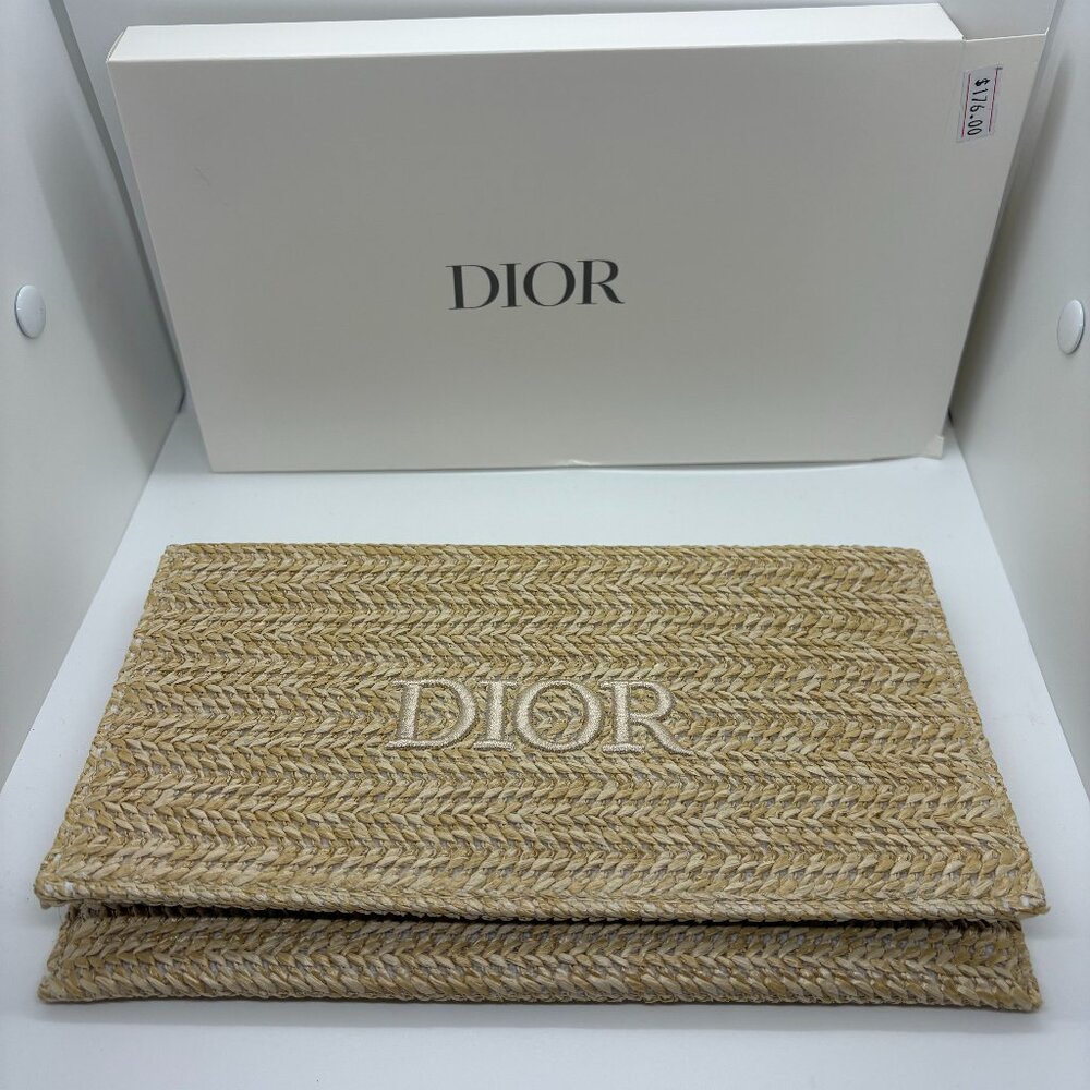 dior raffia clutch new in box